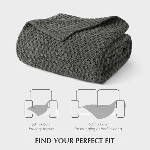 EVERGRACEHOME Chunky Chenille Knit Throw Blanket, 60 x 80, Charcoal Gray