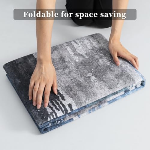 Ciicool 5x7 Area Rugs for Living Room, Modern Abstract Washable Carpet Navy