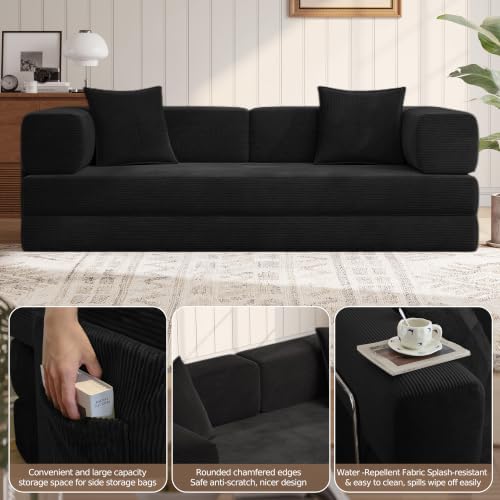 MoonSpeak 78.8'' Futon Sofa Bed, Boneless Couches for Living Room