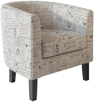 BELLEZE Accent Barrel Chair, Linen Round Chair Club Tub Sofa Corner Chair wit...