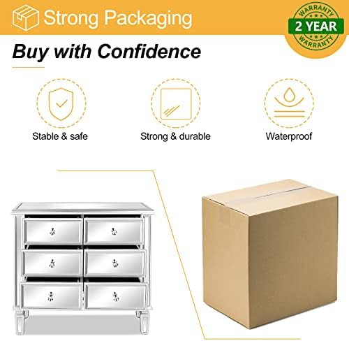 VINGLI Mirrored Dresser for Bedroom with 6 Storage Drawer Modern Chest of Dra...
