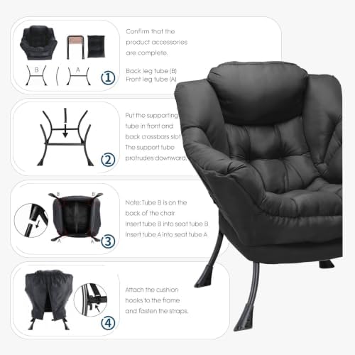 ComfyCorner Lazy Chair with Foldable Ottoman, Modern Accent Chair