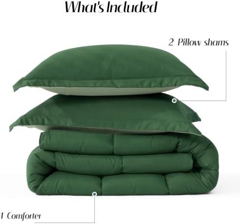 HIG 3pc Green Queen Size Bedding Comforter Set Duvet Insert Blanket