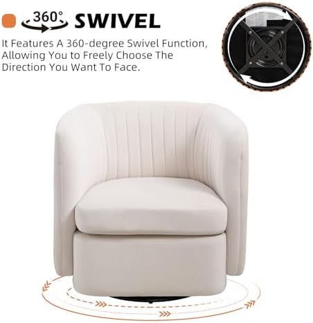 CANMOV Swivel Accent Chair, 360° Swivel Chair with Thick Padded Cushion, Swiv...