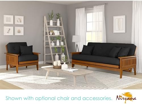 Eastridge Futon Set - Full Size, Frame, 8" Mattress, Twill Black Cover
