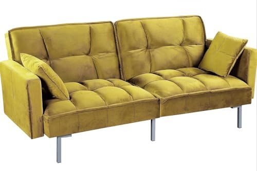Container Furniture Direct Regal 75.6" Velvet Convertible Sofa Bed - Mid...