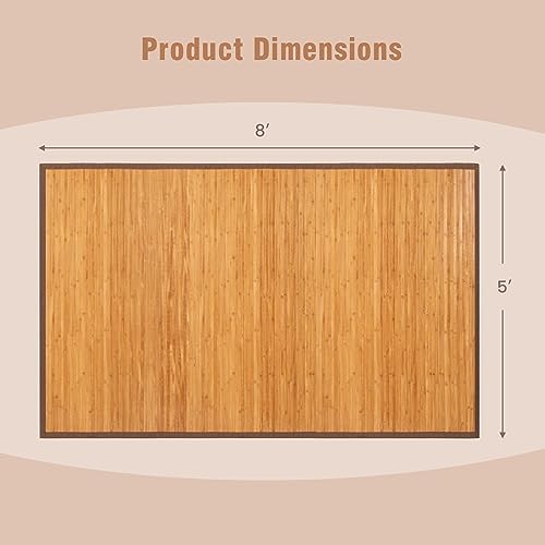 COSTWAY Bamboo Area Rug, 5'x8' Natural Bamboo Floor Mat 96"x60&q...