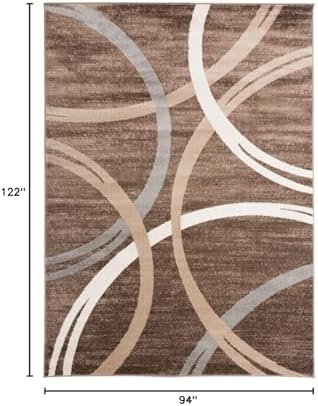 Rugshop Wavy Circles Modern Non-Shedding Area Rug Brown 7'10" x 10&#...