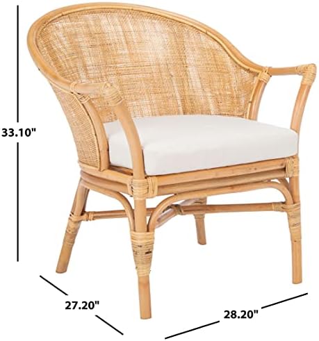 SAFAVIEH Dustin Rttn Rattan Accent Chair, 27.2" Boho White/Natural ACH6517B