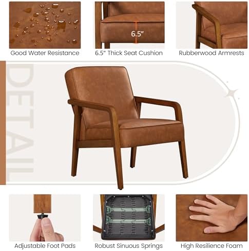 Yaheetech Accent Chair, Mid-Century Modern, Light Brown