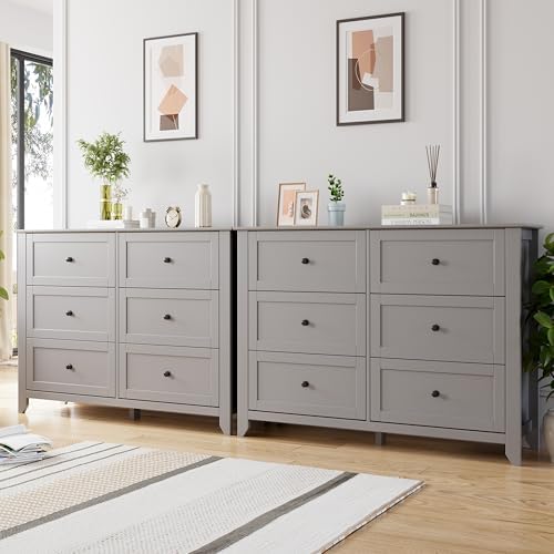 GarveeHome Grey 6 Drawer Dresser for Bedroom