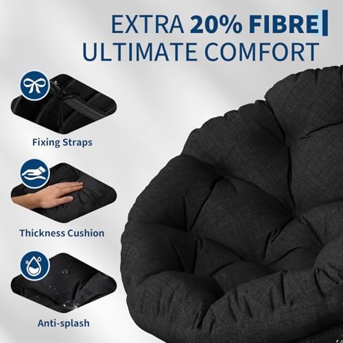 Garvee 40" Ergonomic Wicker Papasan Chair with Extra-Thick Soft Cushion