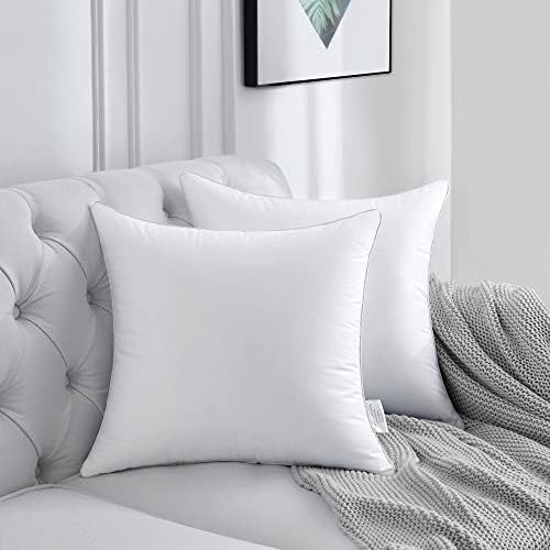 FAVRIQ 20 x 20 Pillow Inserts (Set of 2) - 20 Inch Square Interior Couch Throw Pillow with 100% Cotton Cover - Decorative Pillow Insert Pair - White Sofa Pillow