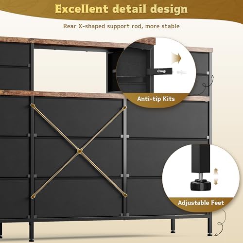 Homkdom Dresser for Bedroom with 9 Fabric Drawers & 55.12" W Display...