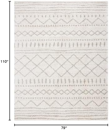 SAFAVIEH Arizona Shag Rug 6'7"x9'2", Soft Plush Boho Ivory ...