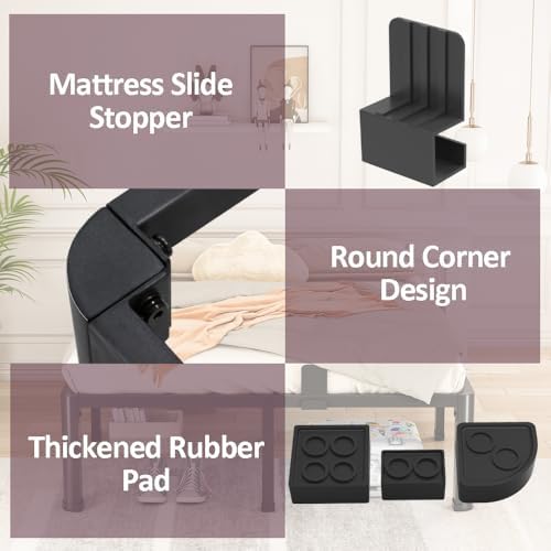 Bilily 10 Inch Low Bed Frame Full with Round Corner Legs,3500 LBS Heavy Duty ...