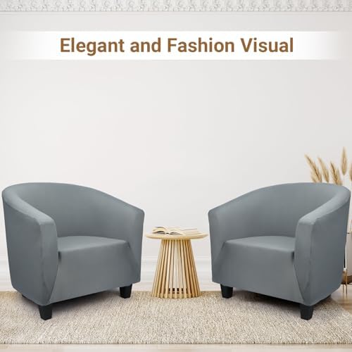 Club Chair Slipcover 1 Piece, 2Pack Round Soft Armchair Sofa Cover, Thick Dar...