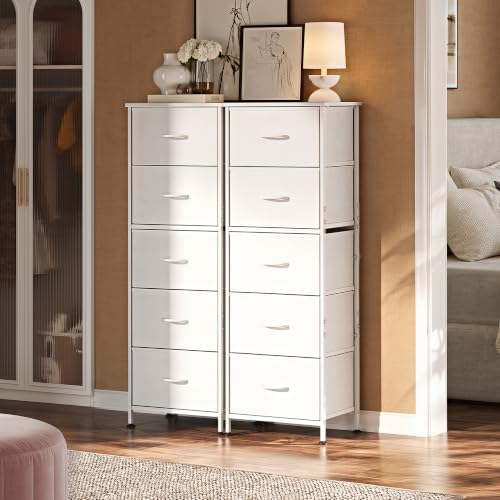 WLIVE Tall Dresser for Bedroom, 5 Drawer Dresser, White