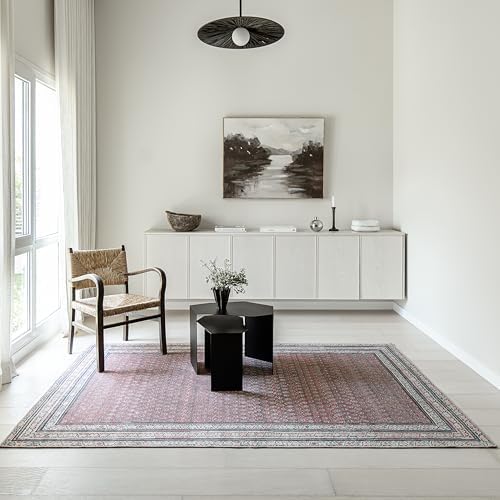 Rusty Rhythm 5' x 8' Burgandy Area Rug - Persian-inspired design