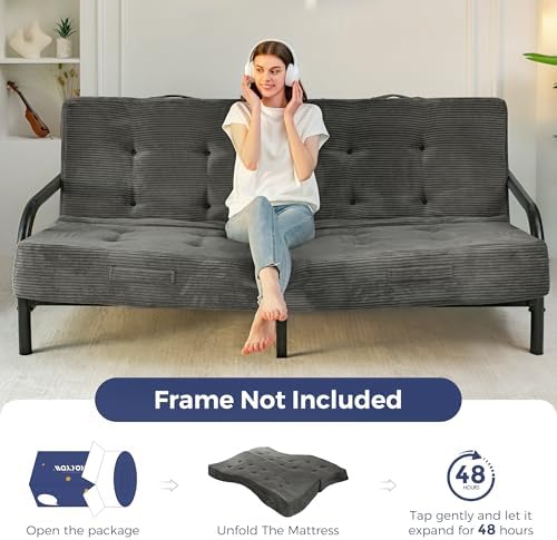 MAXYOYO Foldable Mattress, 8-Inch Tufted Futon Mattress with Handles