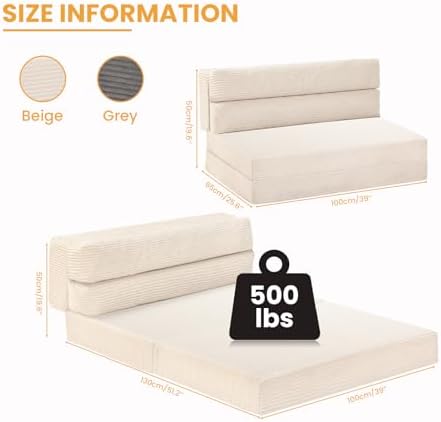Folding Mattress, 3 in 1 Convertible Sofa Bed Fold Out Couch Bed Floor Couch ...