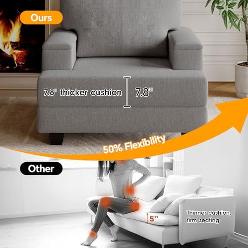 Rexulqo Oversized Accent Chair with Armrest Organizer,Chenille,Dark Gray
