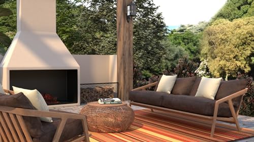 Mad Mats Geometric Stripe 5x8 Brown Outdoor Rug, Reversible Plastic Mat for P...