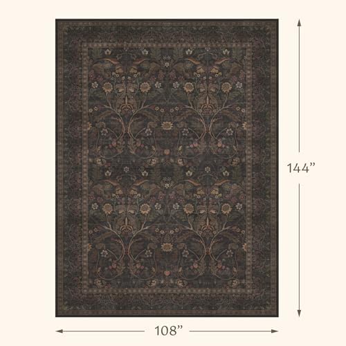9x12 Botanical Big Rugs for Living Room, Machine Washable Soft Flower Area Ru...