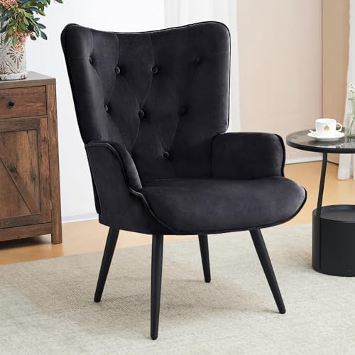 Furniliving Velvet Accent Chair for Living Room, Upholstered Reading Chair wi...