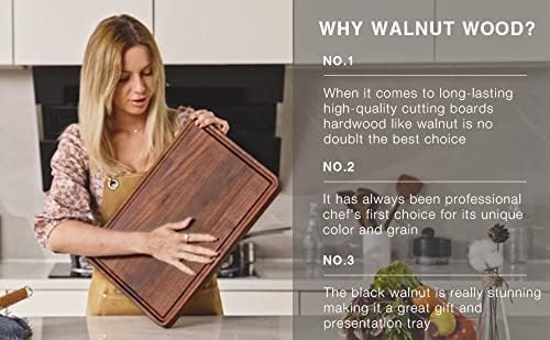 AZRHOM Walnut Wood Cutting Board, 18x12in Large Wooden Chopping Boards - Image 6