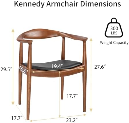 Kennedy Chairs, Mid Century Modern Dining Chairs with Arms (Walnut)