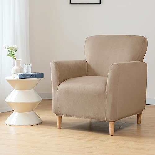 LiveGo Stretch Mid Century Modern Armchair Slipcover 1-Piece Solid Accent Cha...