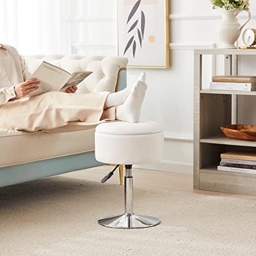 Adjustable Vanity Stool with Storage Swivel Vanity Chair Makeup