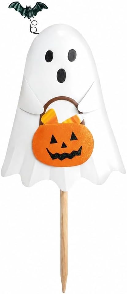 Mud Pie Ghost Halloween Decor, Light Up Ghost Yard Stake
