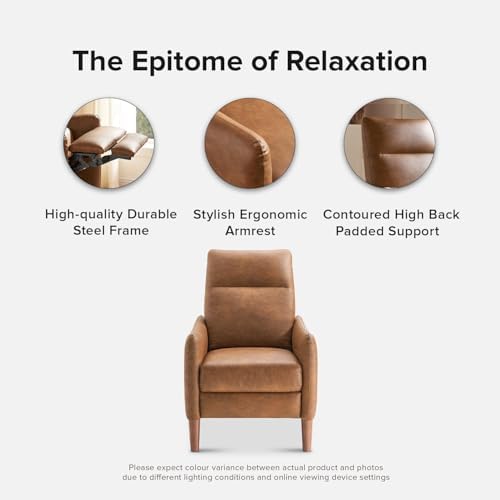 mopio Arthur Recliner, Reading Chair (Pecan Brown Faux Leather)