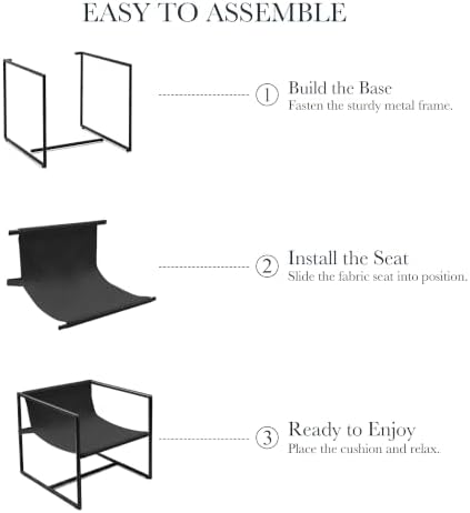 Modern Accent Chair, Upholstered Reading Sling Chair with Metal Frame and Sof...
