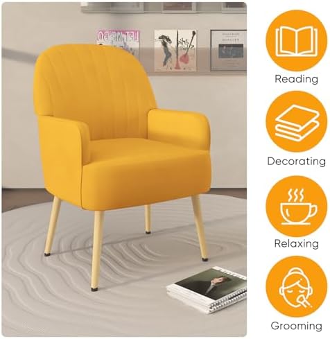 Velvet Accent Chair, Mid Century Modern Accent Chairs for Living Room, Comfy ...