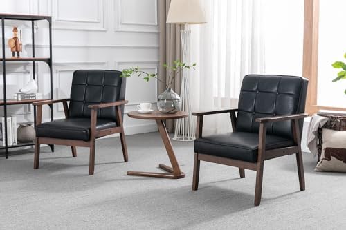 Okeysen Accent Chairs Set of 2, Mid Century Modern Accent Chair, Retro Wood a...