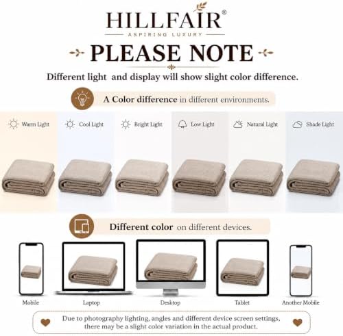 HILLFAIR 100% Combed Cotton Blanket– Queen Bed Blanket– Soft Cozy Warm Multip...