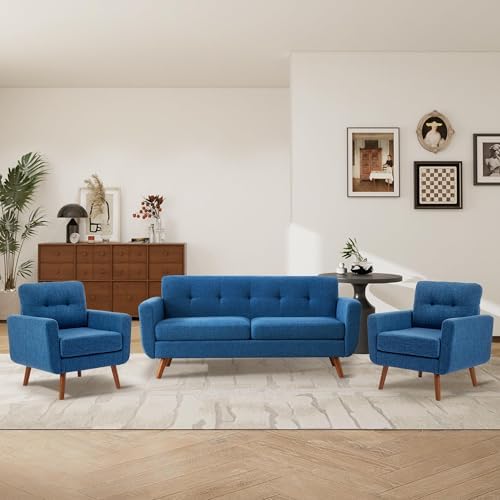 Tbfit Linen Fabric Single Sofa, Accent Chair, Mid Century Modern Armchair for...