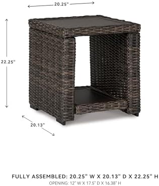 Signature Design by Ashley Grasson Lane Outdoor Rattan Square End Table with ...