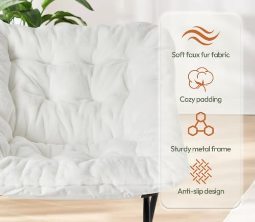 Comfy Saucer Chair Folding Reading Lounge Chair Living Room Chairs, White