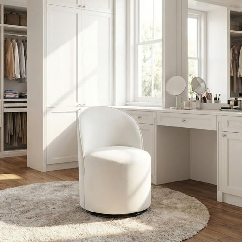 HNY Upholstered Kitchen & Dining Room Barrel Chair, Mid Century Modern Ro...