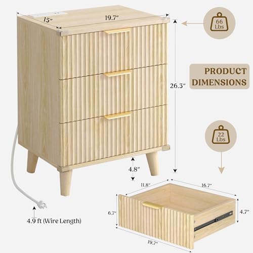 Modern Dresser and Nightstand Sets 3-Piece, 2 Nightstands 6-Drawer Dresser