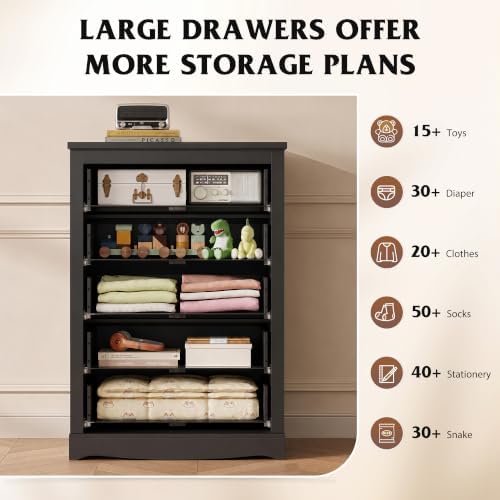 WLIVE 5 Drawer Dresser, 45" Tall Dresser for Bedroom with Exclusive Anti...