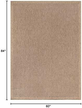 CAMILSON Easy Jute Rug 5x7, Indoor Outdoor Natural Color Fiber Area Rugs for ...