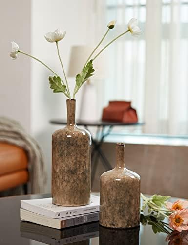 HAUCOZE Ceramic Flower Vase Decorative Sculpture Modern Home Decor 10.6Inch