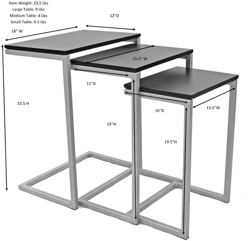 Carolina Chair & Table Rectangular 3-Piece Nesting Table Set - Wooden Top...