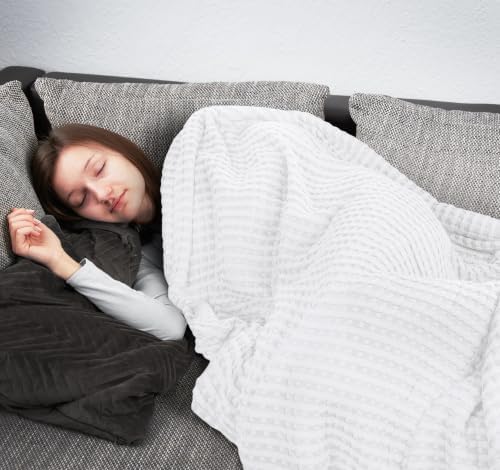 Utopia Bedding 100% Cotton Waffle Blanket Queen Size White, 90x90 Inch