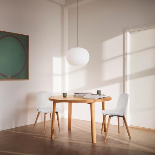 2xhome Modern Armless Dining Chair | Plastic Shell with PU Leather Cushion Padded Seat and Wooden Legs | Indoor or Outdoor Use | Home Kitchen Patio, White, Single, Set of 1
